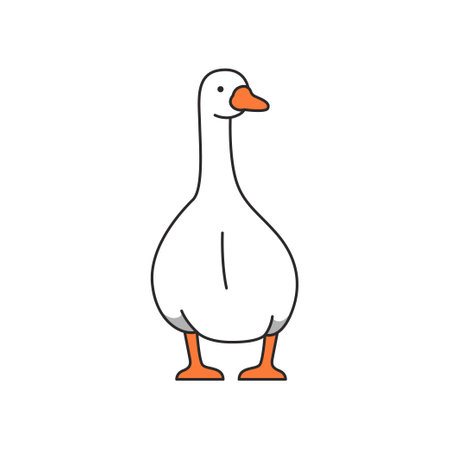 Vector illustration of a goose in cartoon style. Isolated on white background.のイラスト素材