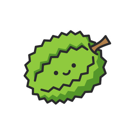 durian fruit flat color vector icon. Isolated on white backgroundのイラスト素材