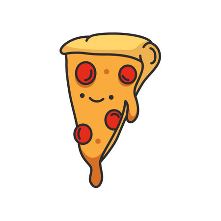 Pizza slice icon. Cartoon illustration of pizza slice vector icon for web designのイラスト素材