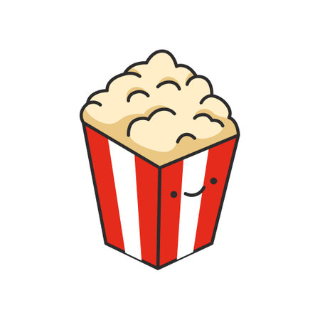 Popcorn icon in flat style on white background. Vector illustration.のイラスト素材