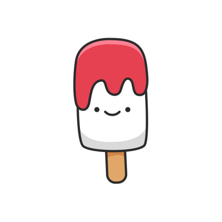 Cute ice cream icon. Vector illustration of cartoon ice cream.のイラスト素材