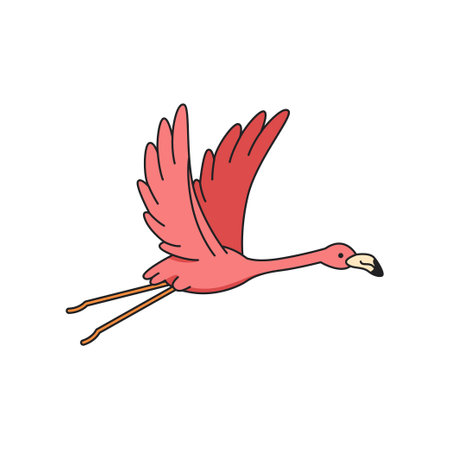 Flamingo icon in doodle style on a white backgroundのイラスト素材