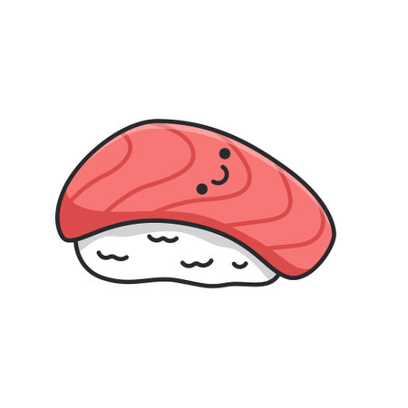 Maguro Sushi icon in doodle style isolated on white background. Vector illustration.のイラスト素材