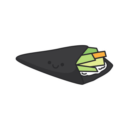 temaki sushi icon. Vector illustration in flat style. Isolated on white background.のイラスト素材