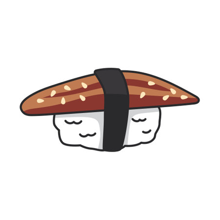 unagi sushi japanese food kawaii character vector illustration designのイラスト素材
