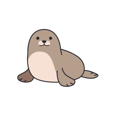 seal cartoon doodle icon. Cute seal vector illustrationのイラスト素材