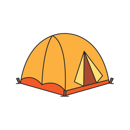 Camping tent icon. Flat illustration of camping tent vector icon for web designのイラスト素材