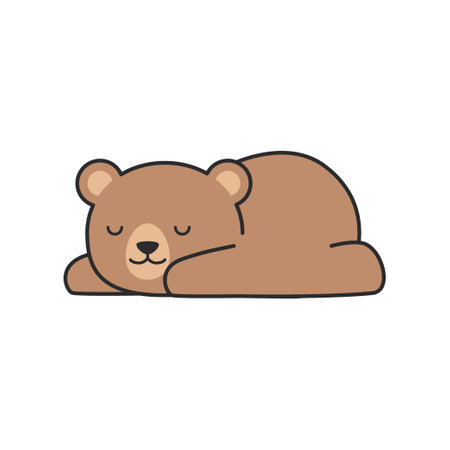 Cute bear sleeping flat icon. Vector illustration on white background.のイラスト素材