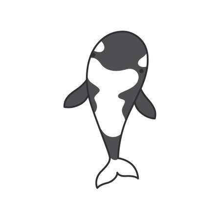Killer whale icon in flat style isolated on white background. Sea animal symbol stock vector illustration.のイラスト素材