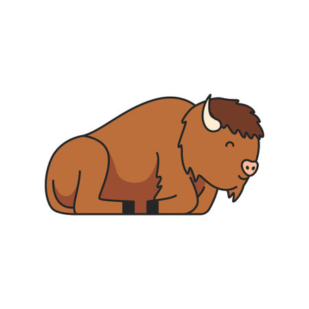 Bison animal vector cartoon illustrationのイラスト素材