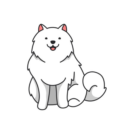Cute Samoyed dog cartoon illustrationのイラスト素材