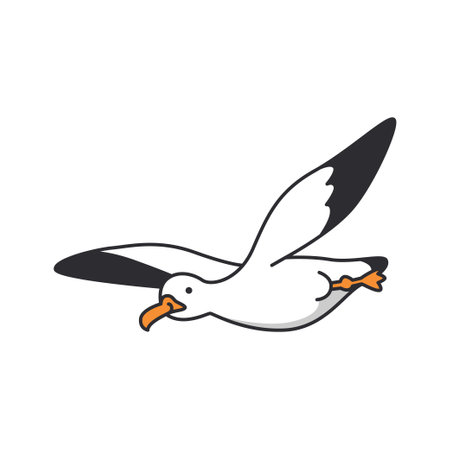 Cute cartoon seagull vector Illustrationのイラスト素材