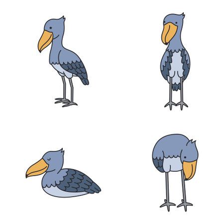 Stork icons set. Cartoon illustration of 9 stork icons for webのイラスト素材