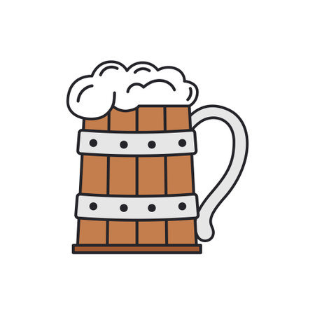 Beer mug icon in flat style isolated on white background. Vector illustration.のイラスト素材