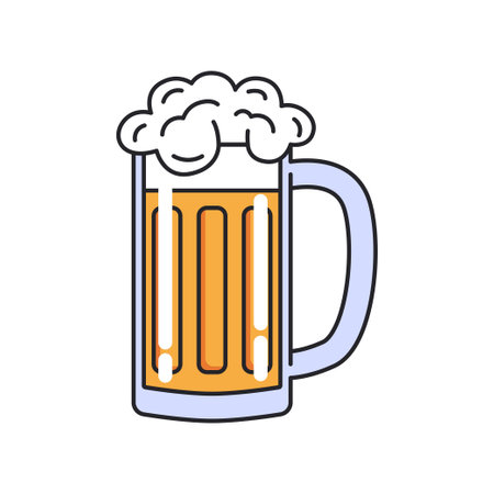 Beer mug with foam icon in flat style isolated on white background. Vector illustration.のイラスト素材
