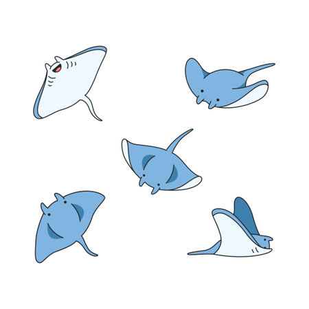 Stingray icon set. Cartoon illustration of stingray vector icons for web design