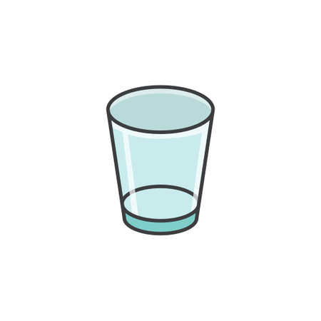 Glass of water icon in flat color style. Glass of water vector illustration on white isolated background. Glassware business concept.のイラスト素材