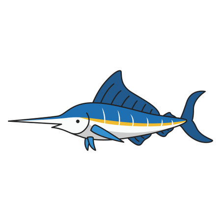 Marlin fish icon. Sea life ecosystem fauna and ocean theme. Isolated design. Vector illustrationのイラスト素材