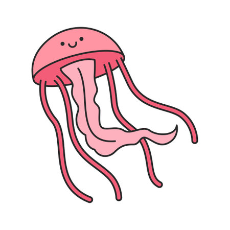 Jellyfish doodle icon. Cartoon illustration of jellyfish vector icon for web designのイラスト素材