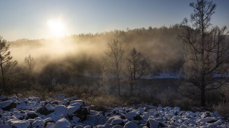 winter in China's Heilongjiang Xunke platform rime scenic areaの写真素材