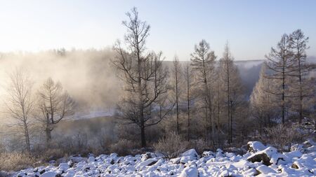 winter in China's Heilongjiang Xunke platform rime scenic areaの写真素材