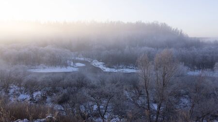 Winter misty sceneryの写真素材