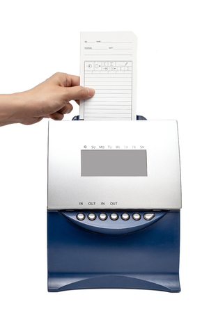 Time Recorder Machine on white background.の写真素材