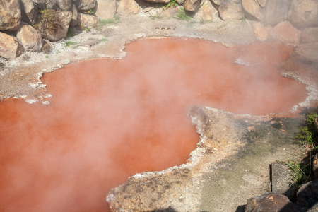 Kamado Jigoku (Cooking Pot Hell) is one of the tourist attractions representing the various hells at Beppu Onsen, Oita.の写真素材