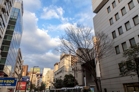 FUKUOKA, JAPAN - MARCH 15, 2017 : Tenjin is a shopping, dining and entertainment area of Fukuoka city in Japan.のeditorial素材