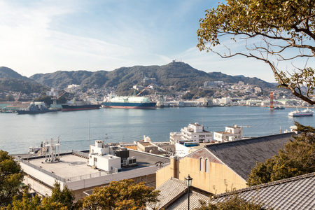 Nagasaki city view from Glover Garden viewpoint, Nagasaki, Japan.のeditorial素材