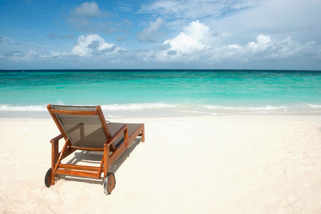 Beach chair on tropical beach of Maldives