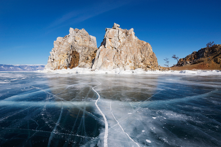 Lake Baikal in winterの写真素材