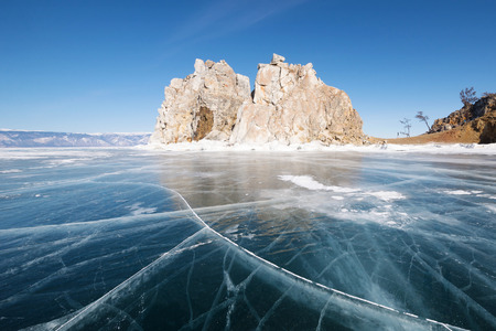 Lake Baikal in winterの写真素材
