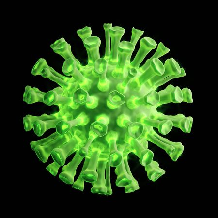 Green coronavirus covid 19 isolated. Illustration 3d render.の写真素材