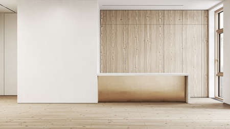 Modern, white minimalist empty interior blank wall. 3d render illustration mock up.