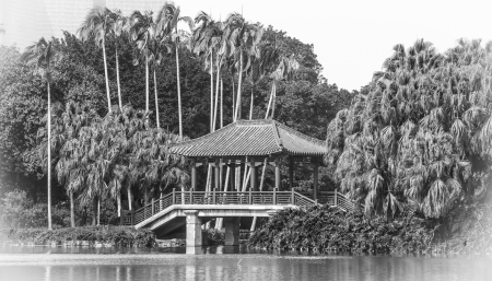 the view of the park Black-and-white photograph reveal the history of the city--guangzhouの写真素材