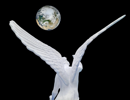 the angel try to catch the futureの写真素材