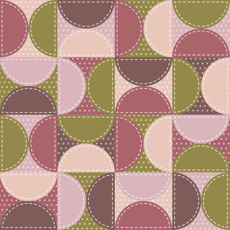 Seamless patchwork pattern with semicircles. Half circle background for tablecloth, oilcloth, bedclothes or other textile designのイラスト素材