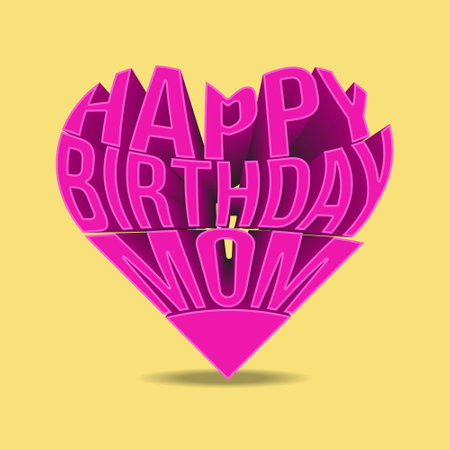 3d text happy birthday momのイラスト素材