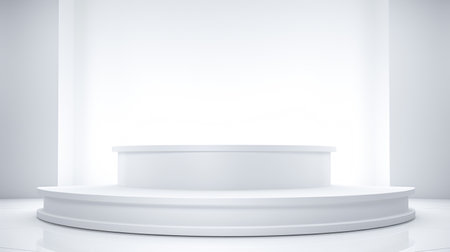 Elegant White Product Podium, Minimalist Showcase Display for Marketing and Exhibitionsの素材