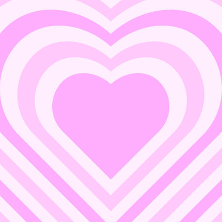 Pink aesthetic hearts background. Heart shaped concentric stripes in retro groovy style. Girlish romantic surface design.のイラスト素材