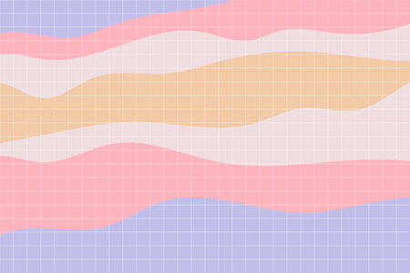 Groovy checkered banner. Wavy colorful background in retro style