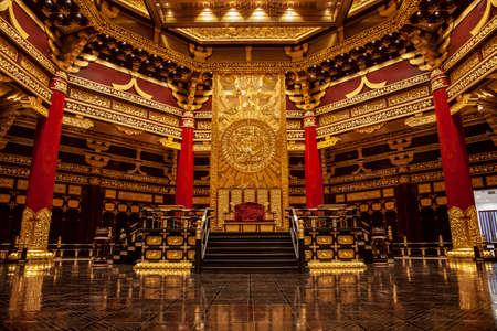 Wu Zetian Dragon Chair in the Famous Hall of Luoyang, Chinaのeditorial素材