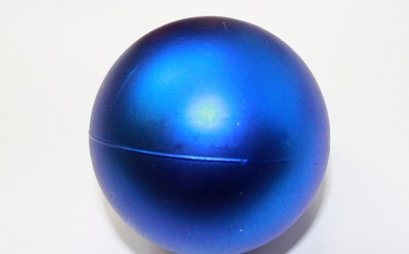 Blue Christmas ball on white backgroundの写真素材