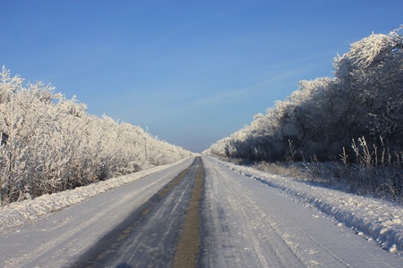 Winter Landscape, roadの写真素材