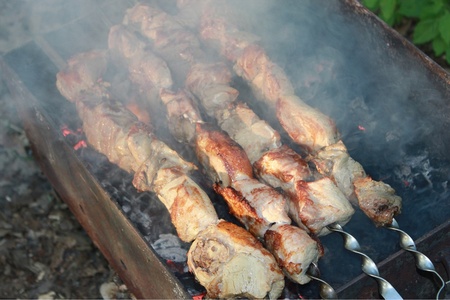 Barbecue on the grillの写真素材