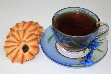 a cup of tea and biscuitsの写真素材