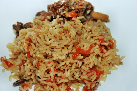 Pilaf on plateの写真素材