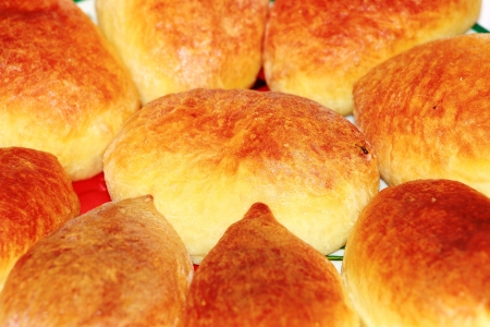 Cakes with potatoes and cabbage closeupの写真素材