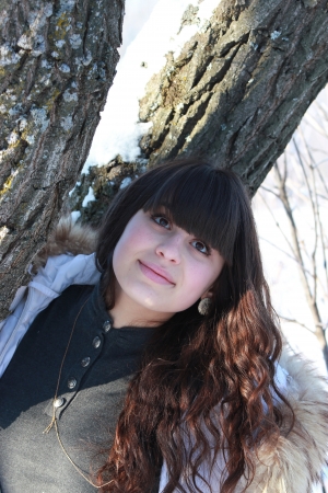 Portrait of a girl who dreamsの写真素材
